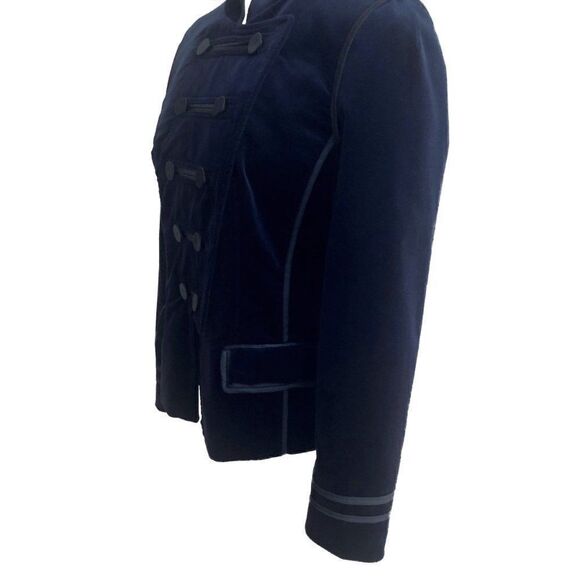 NWOT Navy Velvet Double-Breasted Military Jacket - Picture 7 of 14